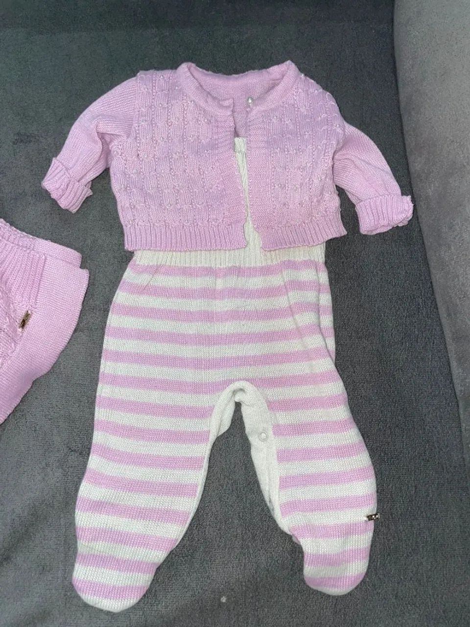 Saída de Maternidade Rosa com Pérolas e Manta - Foto 3