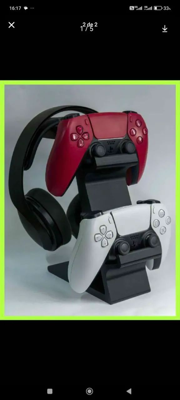 Suporte de controle de videogame e headset 