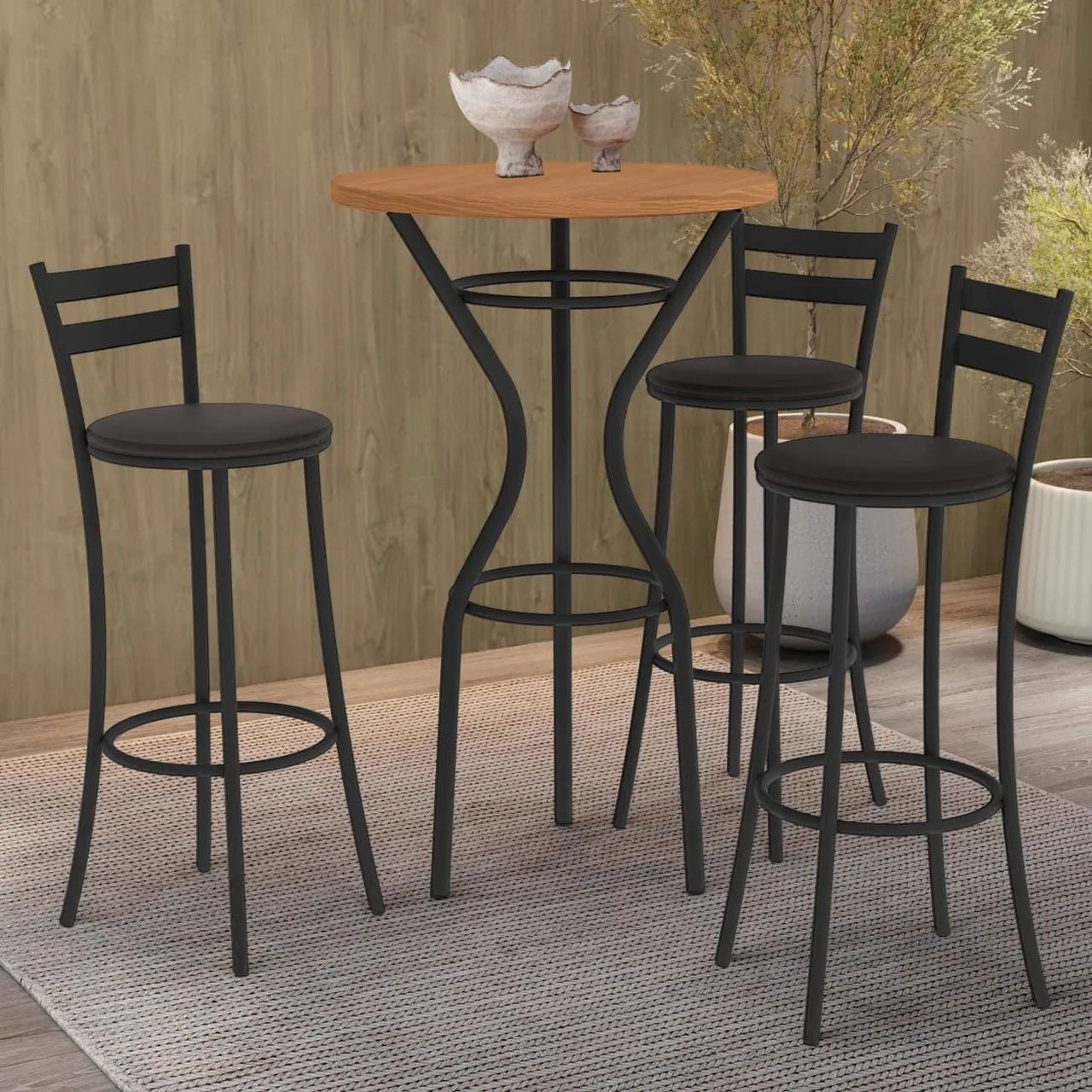 Mesa Bistrô Dublin com 3 banquetas Jade - Entrega Rápida 