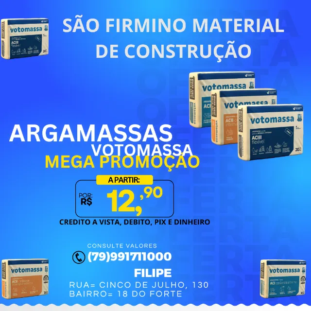 Argamassas votomassa mega promoção a partir de $12,90 20kg
