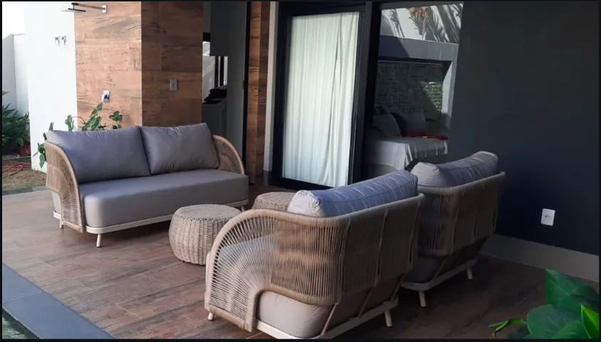 CONJUNTO SOFÁ 4 LUGARES DE CORDA NÁUTICA