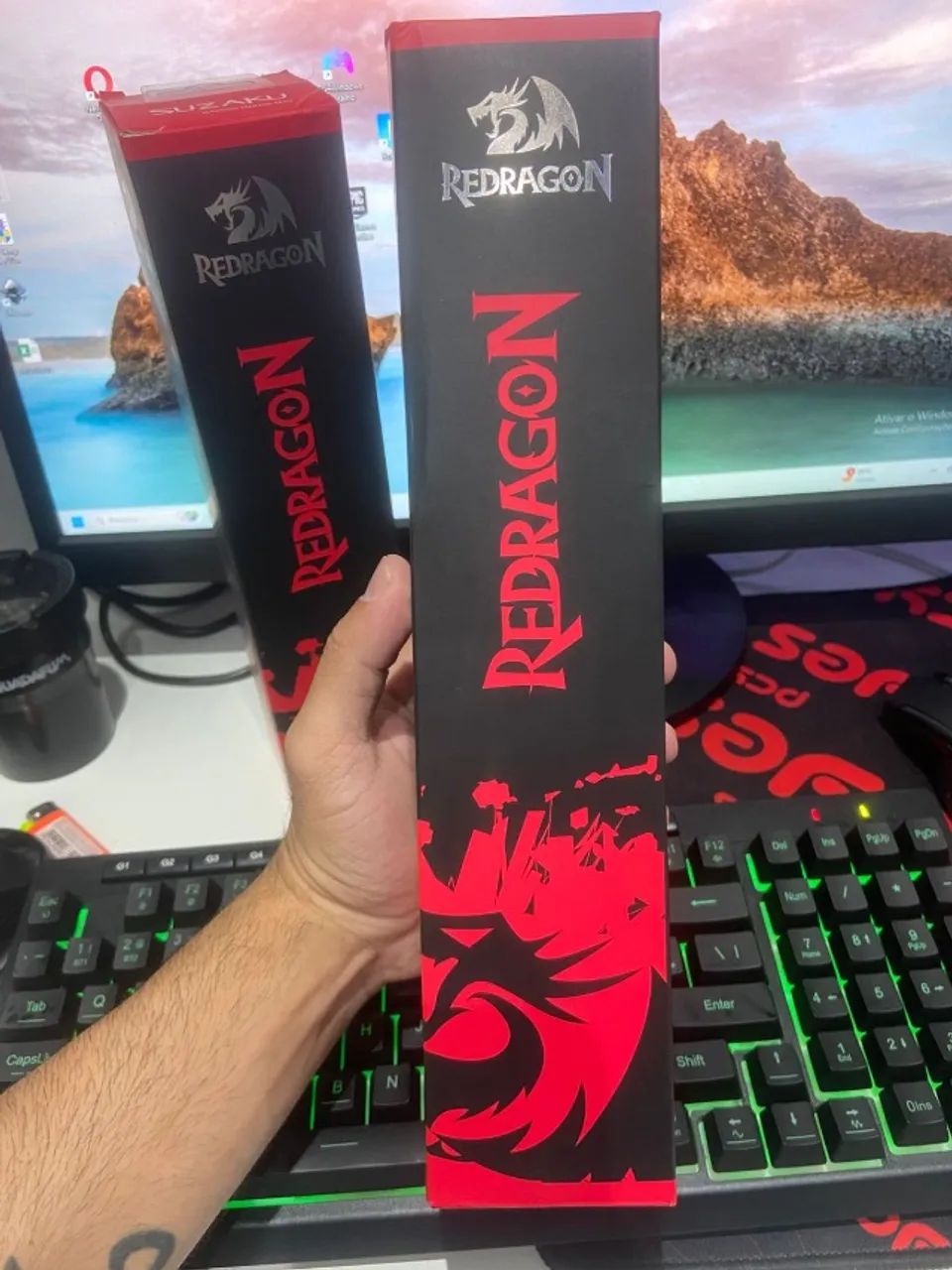 Mousepad Gamer Redragon Suzaku Preto e Vermelho 800x300mm Estendido Novo