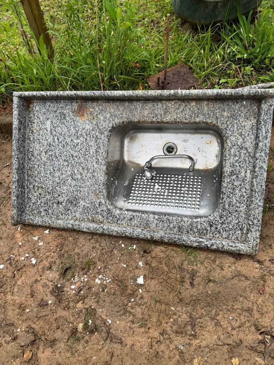 Bancada de mármore com tanque inox 104x60