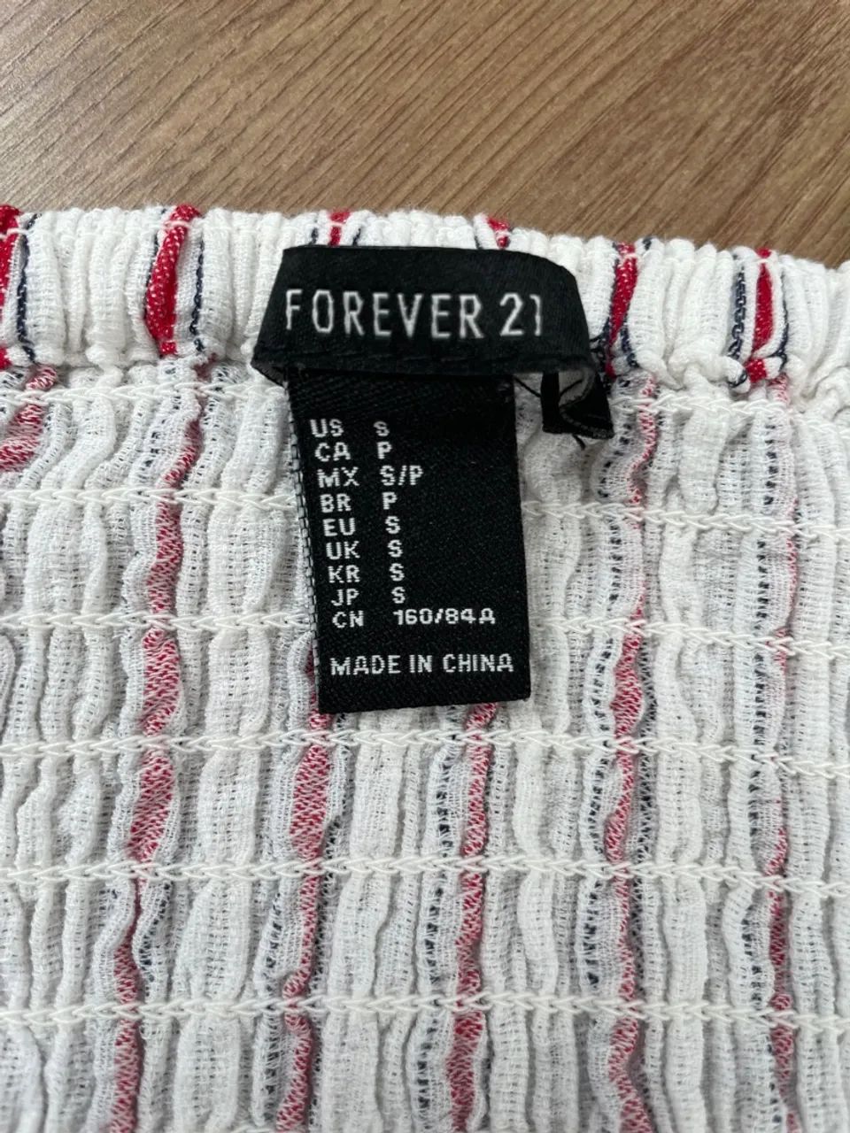 Top listrado vermelho e branco tam P Forever 21 - Foto 2