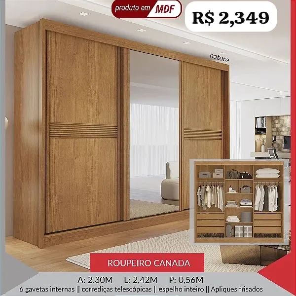 Guarda Roupa Canadá MDF  - Foto 2