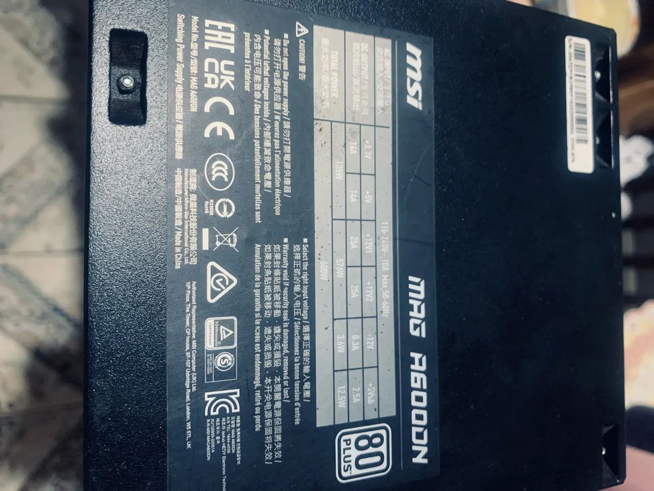 FONTE 600w MSI MAG A600DN 80 PLUS - Foto 3