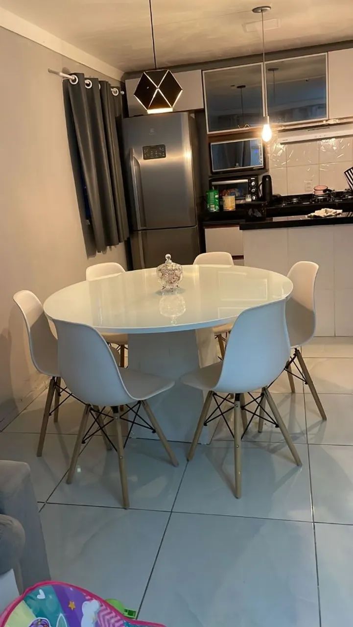 Mesa de Jantar Redonda Luxo com Vidro Laqueado 4mm  - Foto 4