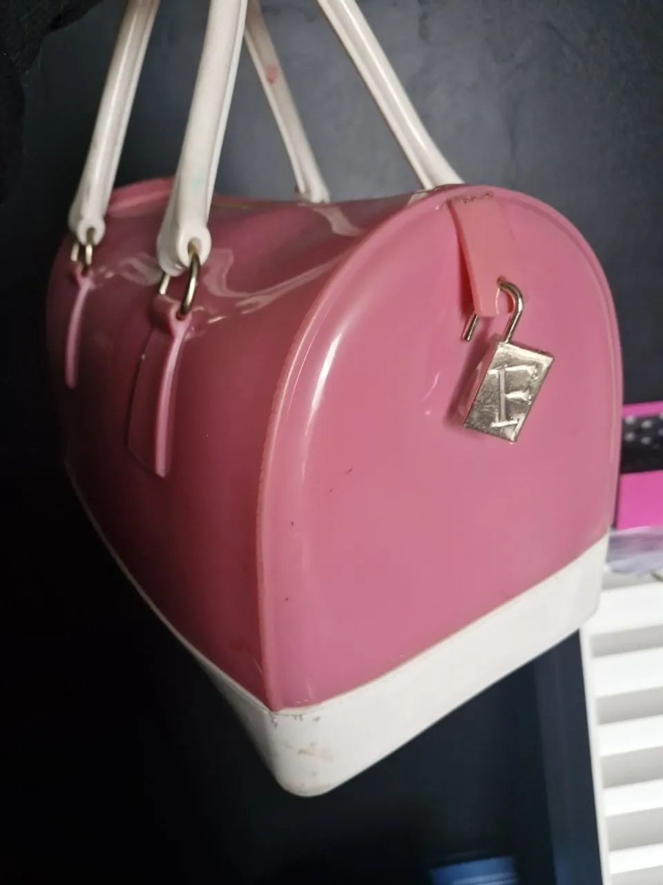 Bolsa Furla Candy Rosa e Branca - Foto 4