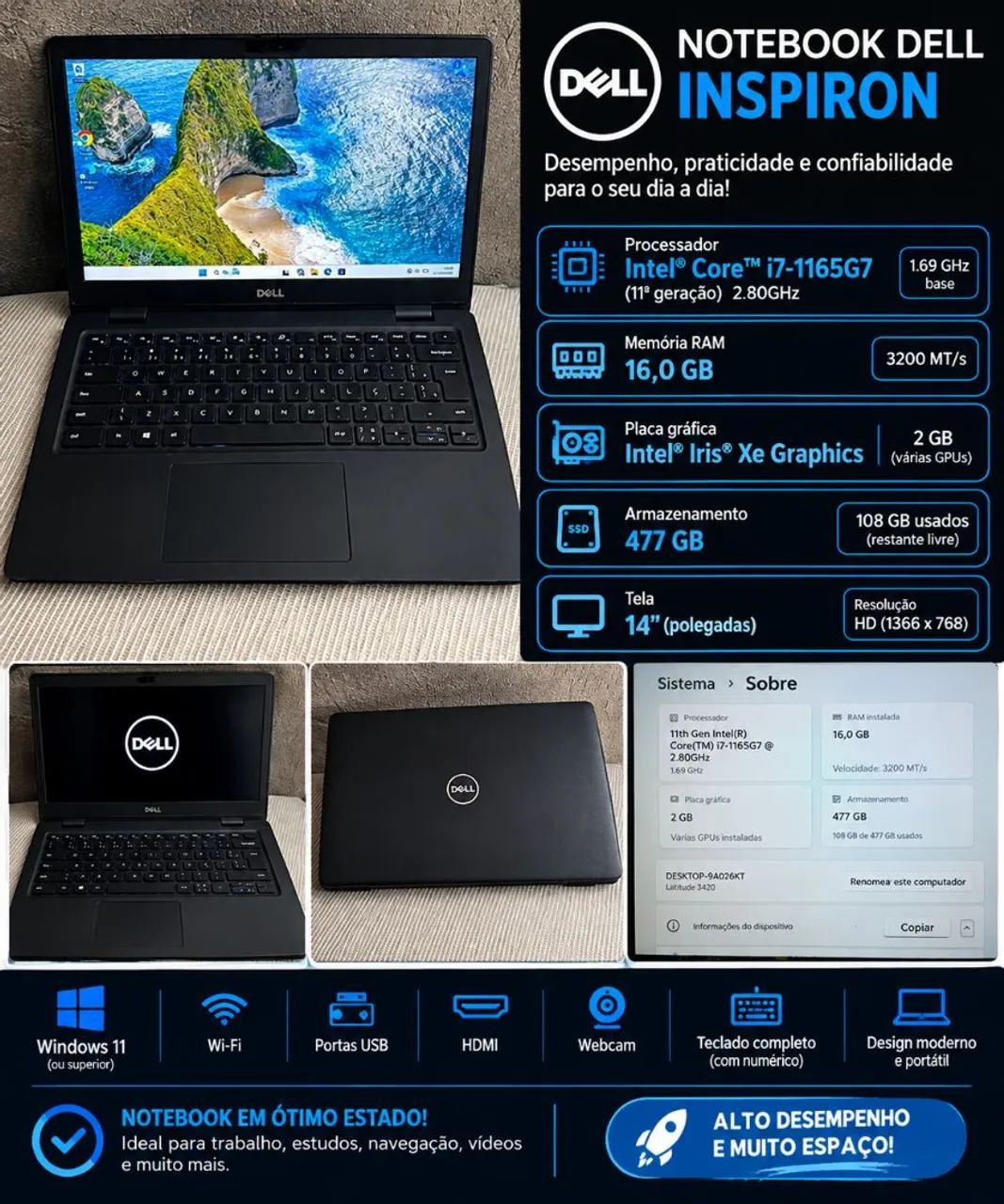NOTEBOOK DELL i7 11G