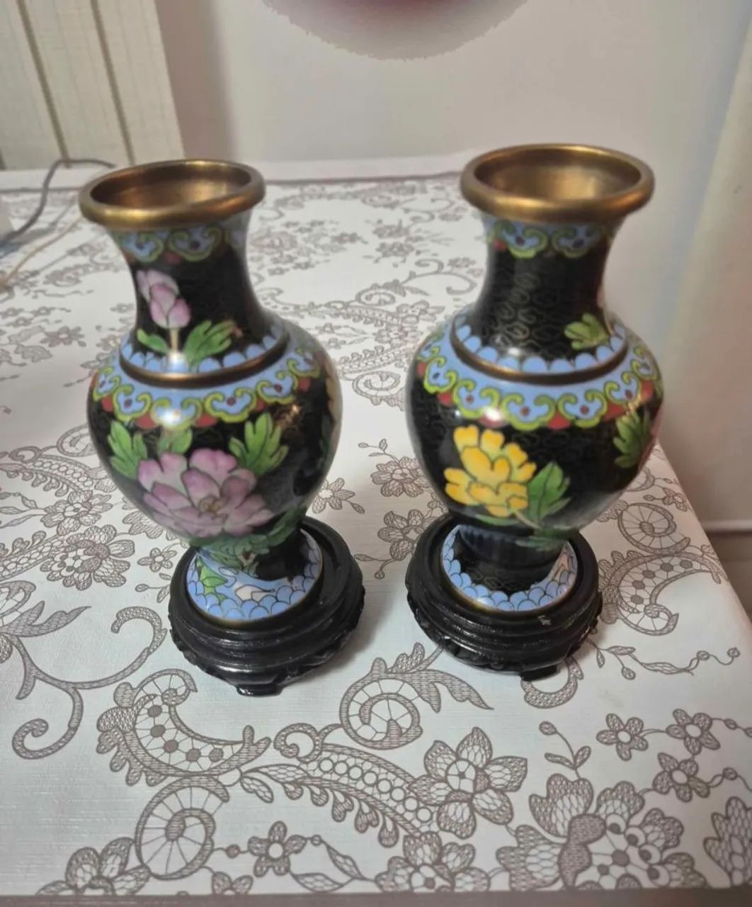 Par de Vasos chinês cloisone 