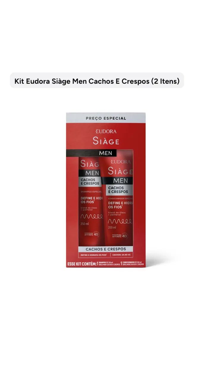 Eudora siàge men cachos e crespos (shampoo +condicionador) - Foto 2