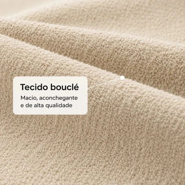 Sofá Modular 3 Lugares com Chaise Bouclé Nude/Bege - 2,58m - Foto 4