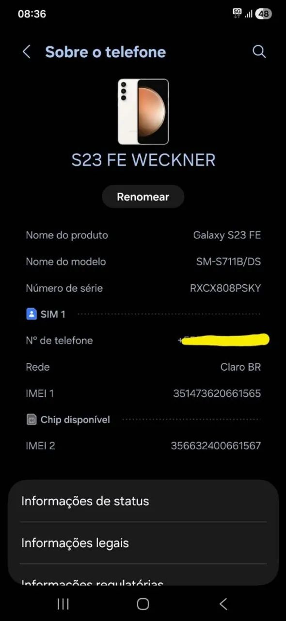 VENDE SE CELULAR S23 FE 128 GB
