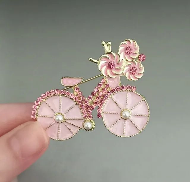 Broche de Bicicleta Rosa Delicada (novo)