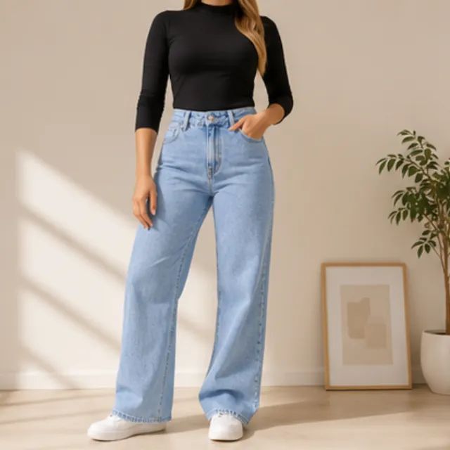 CALÇA JEANS WIDE LEG - Foto 4