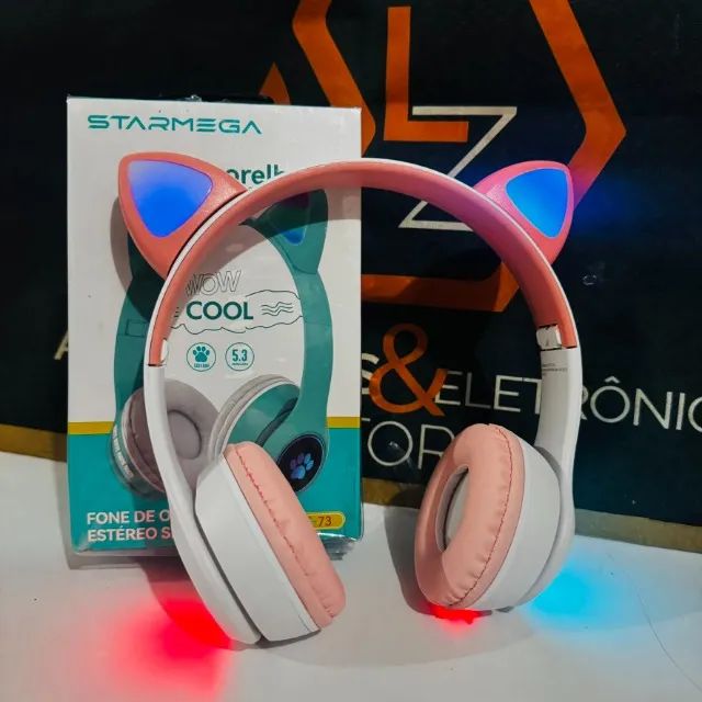 Fone Ouvido Bluetooth Gatinho Sem Fio Com Luzes - Foto 4