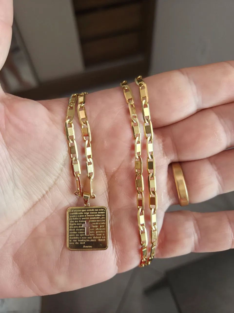 Corrente de ouro 18k Piastrine maciça. - Foto 3