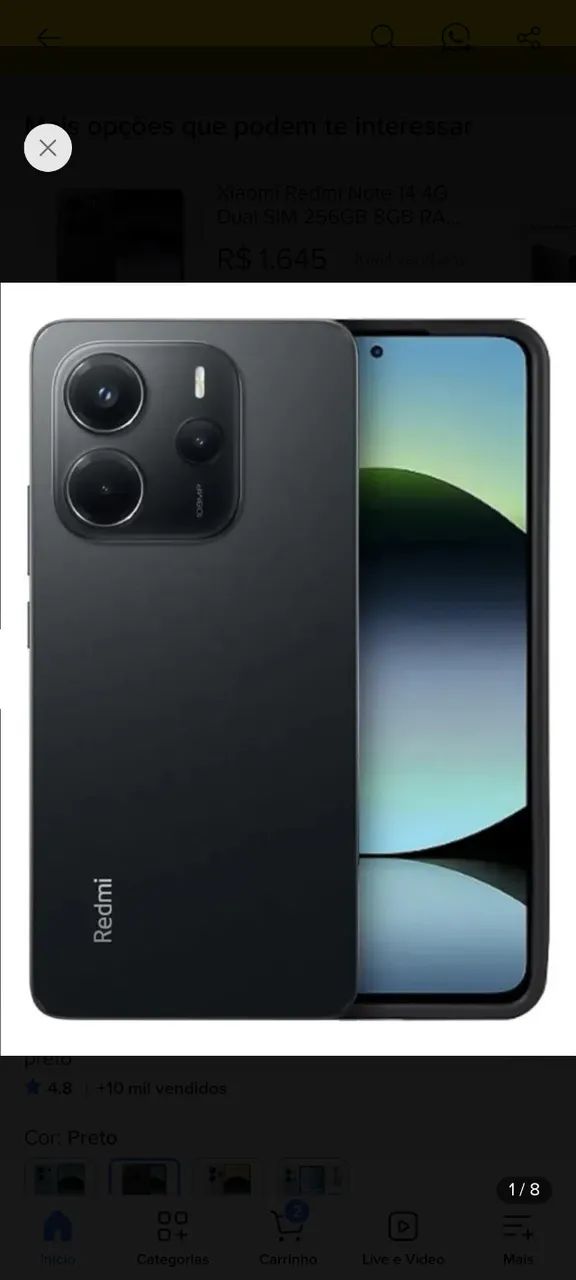 Xiaomi Redmi Note 14 dual sim 4G 8gb 256gb cor preto - Foto 3