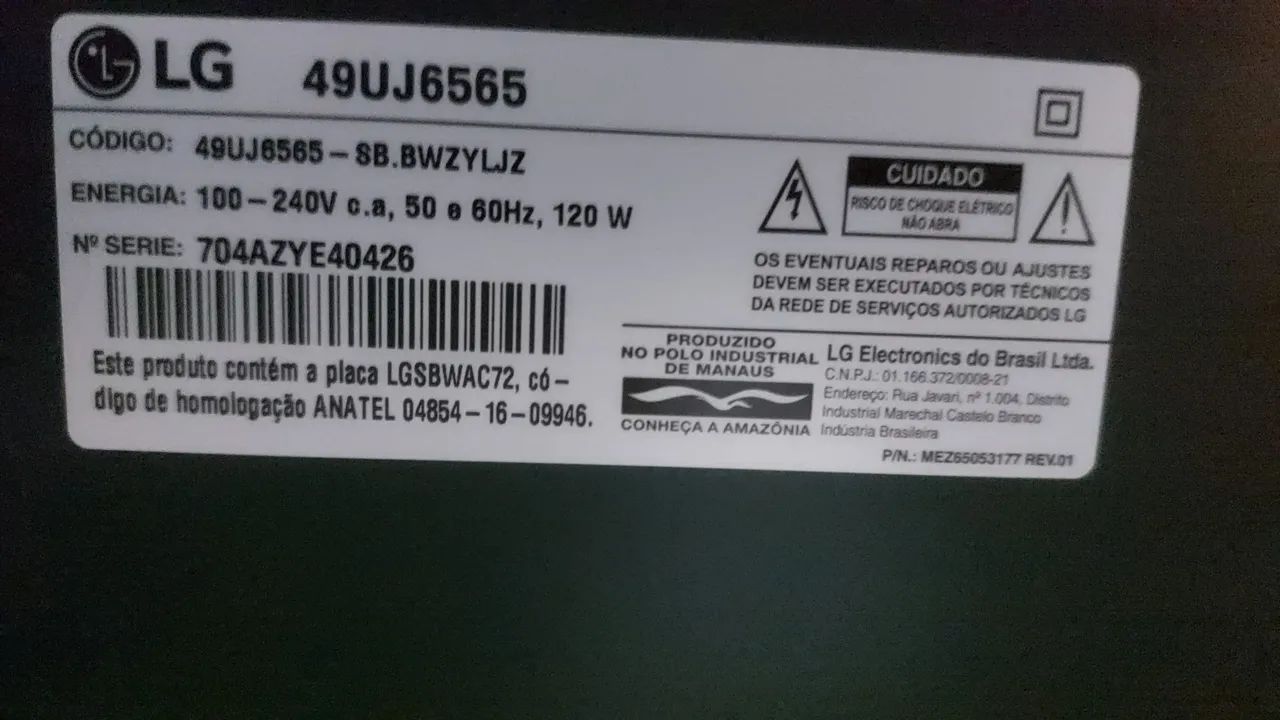 TV LG 49" COM IMAGEM TREMULA