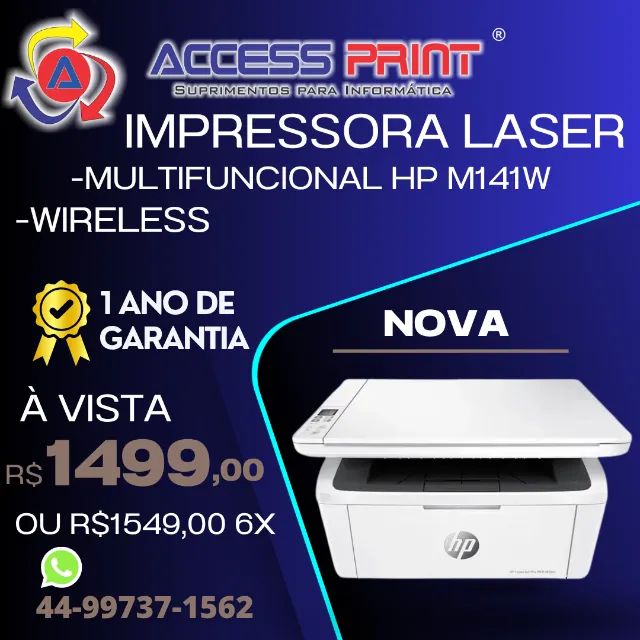 impressora multifuncional laser hp wireless m141 w nova 1 ano de garantia 