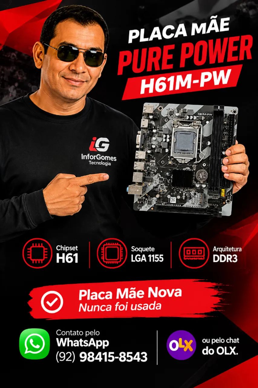 Placa Mãe Pure Power H61M-PW DDR3 - Foto 3
