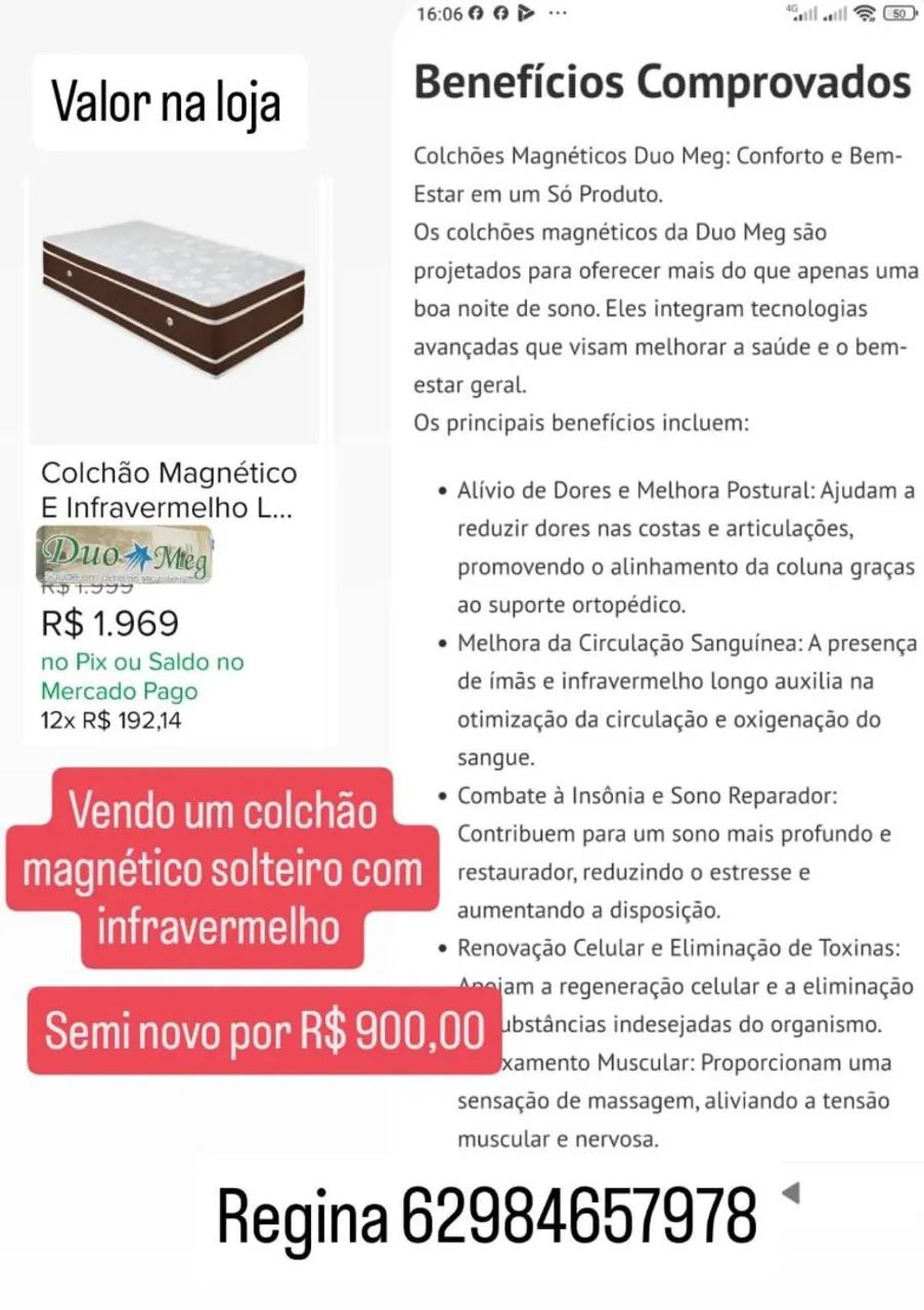 Colchão magnético Solteiro Duomeg  - Foto 5