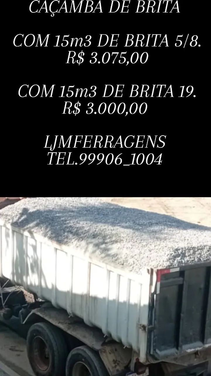 CAÇAMBA DE BRITA COM 15M3. 