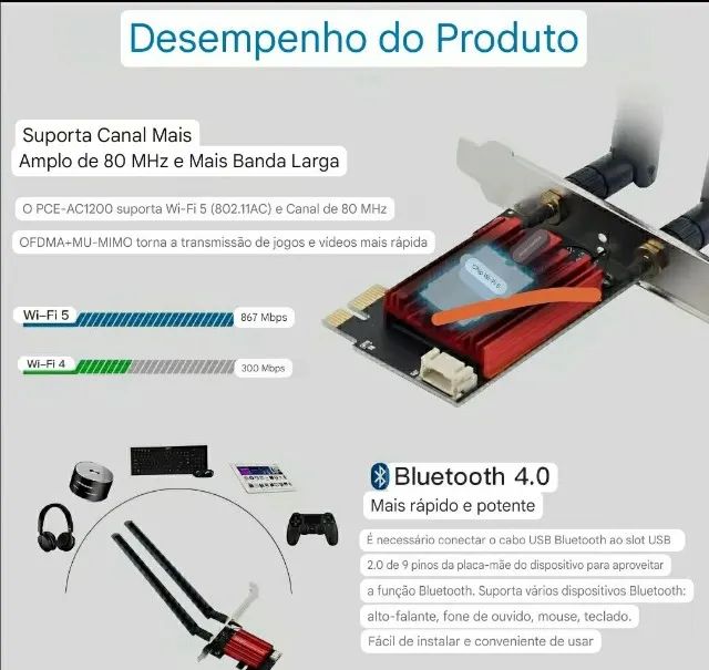 Placa de rede wi-fi e Bluetooth 4.0 - Foto 4
