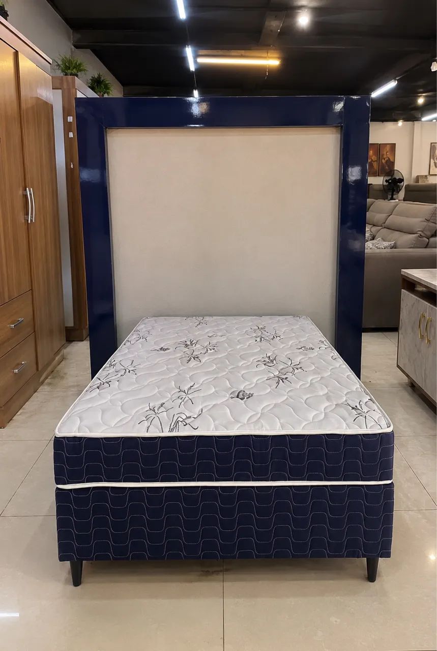 Cama Box Ley Colchões Ouro Blue Casal Padrão  - Foto 4