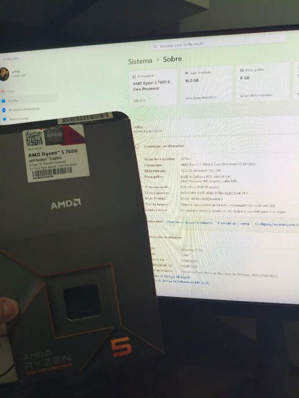 Processador AMD Ryzen 5 7600 com caixa, Cooler Box, NF e garantia da fabricante