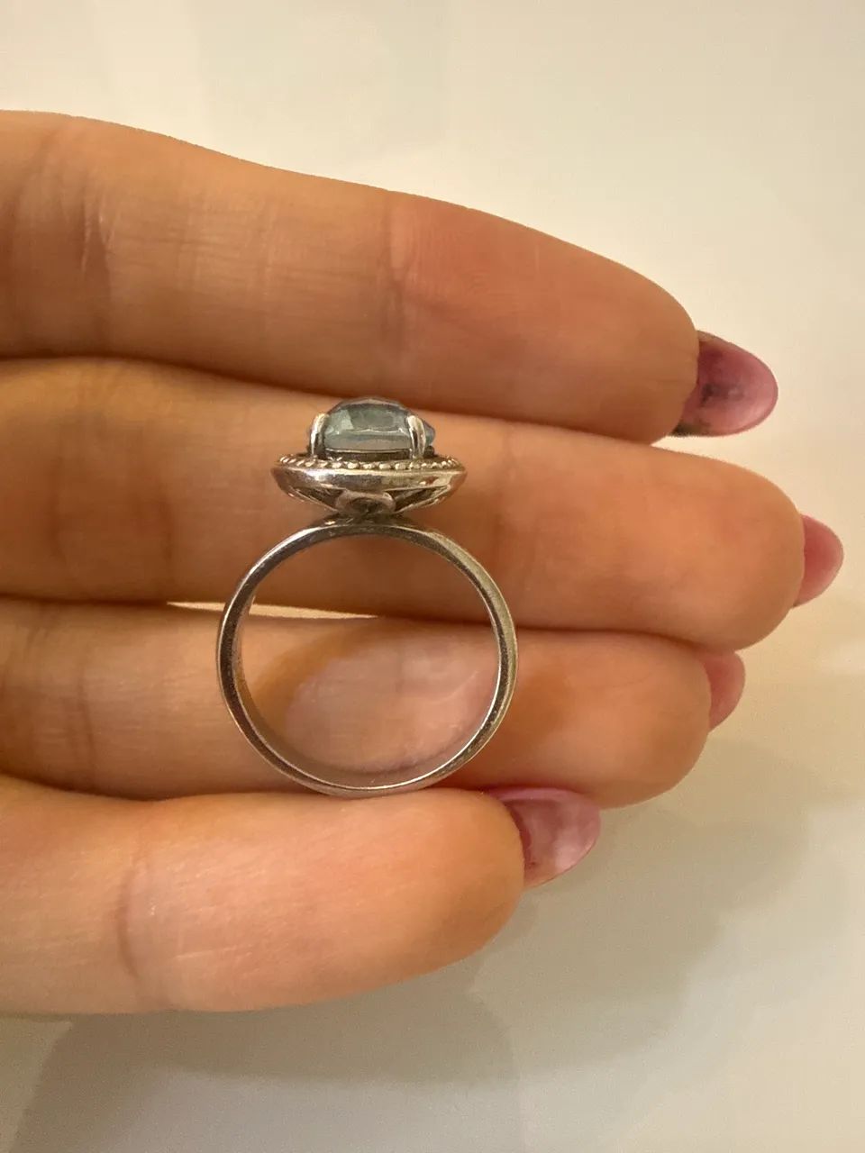 Anel vivara original prata 925 com pedra azul