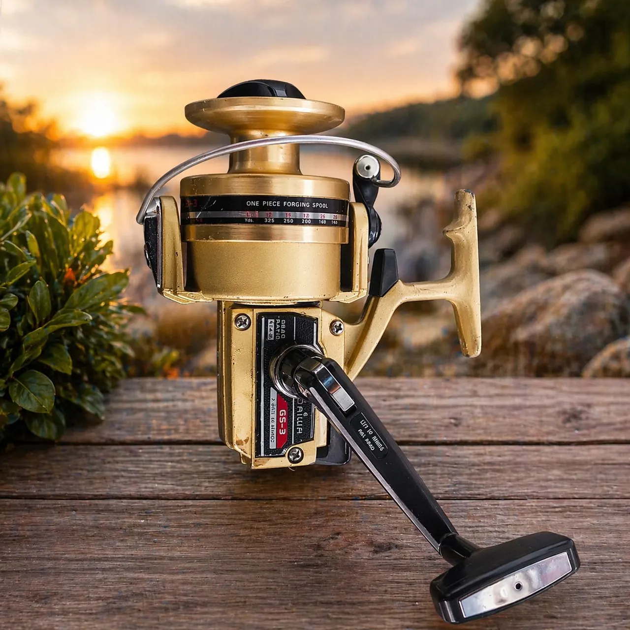 Molinete Daiwa GS-9(Japan) Dourado manivela lados direito e