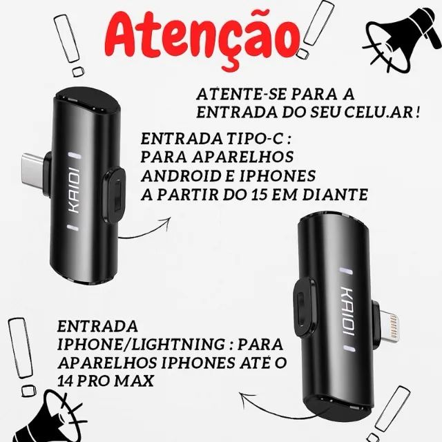 Microfone de Lapela Sem Fio Duplo Kaidi Tipo-C com Redução de Ruído - Foto 5