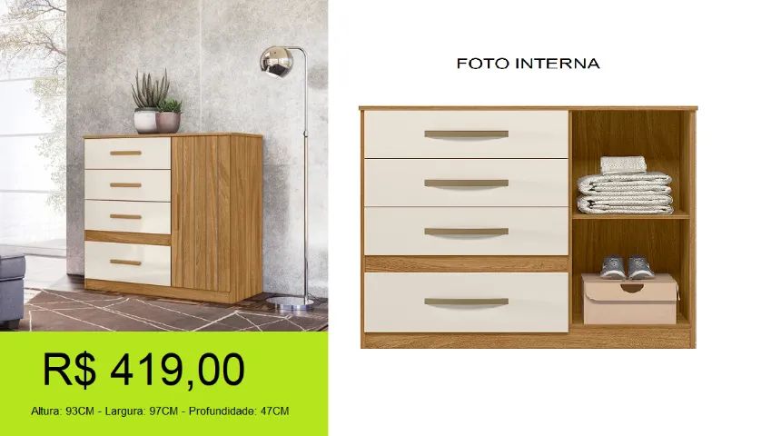 COMODA COM SAPATEIRA = DISPONIVEL EM 2 CORES  - Foto 2