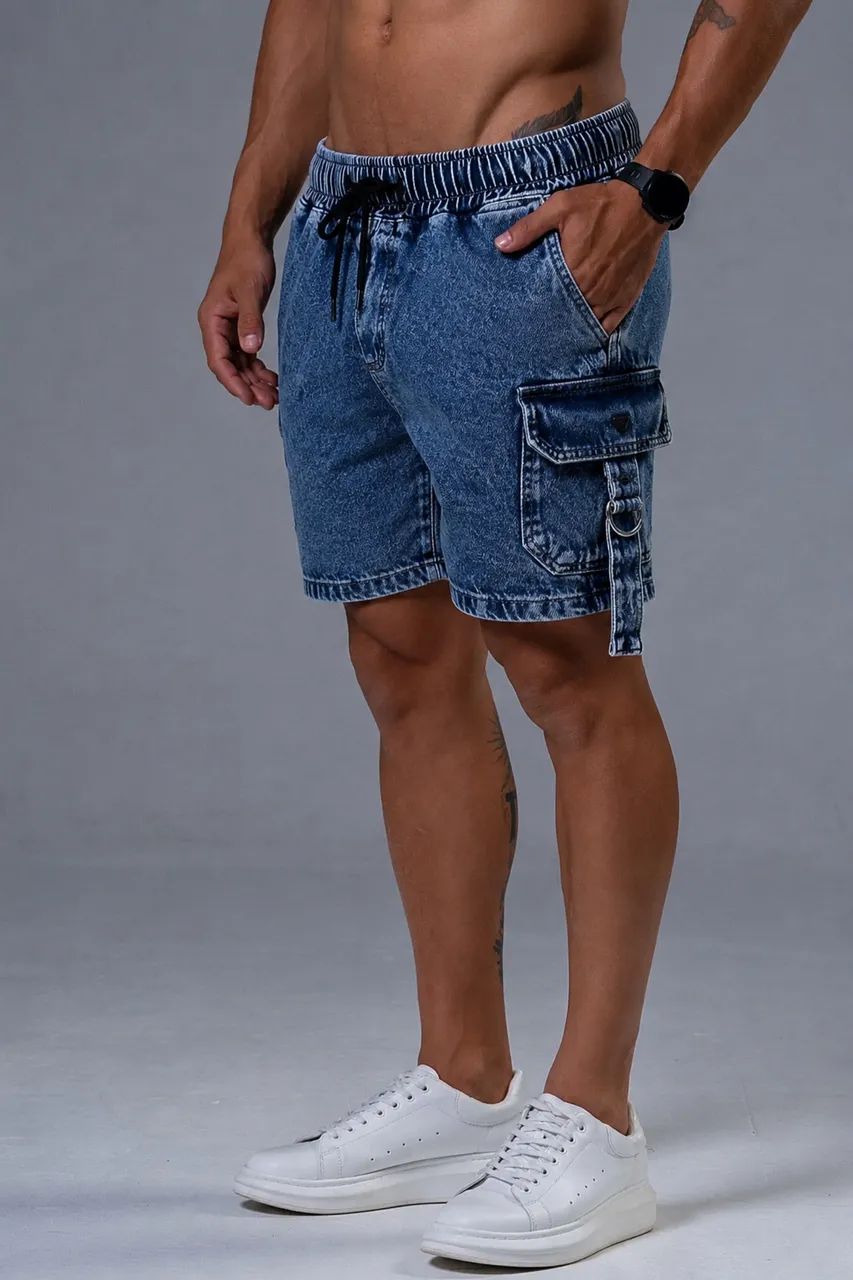 Short jeans cargo tiras - Foto 5