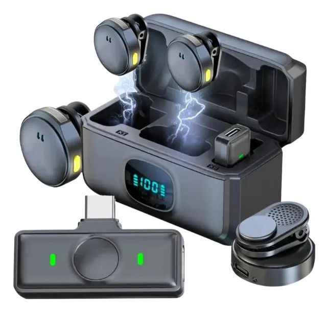 Microfone LAPELA Sem Fio MIC-2912 USB-C para Celular