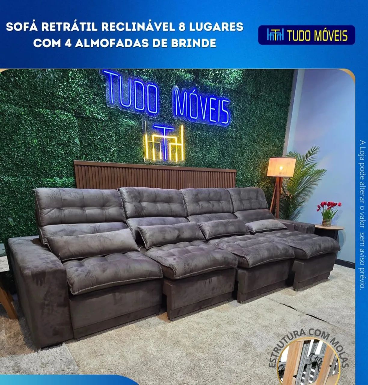 SOFA RETRÁTIL E RECLINÁVEL PARA 8 PESSOAS - Foto 2