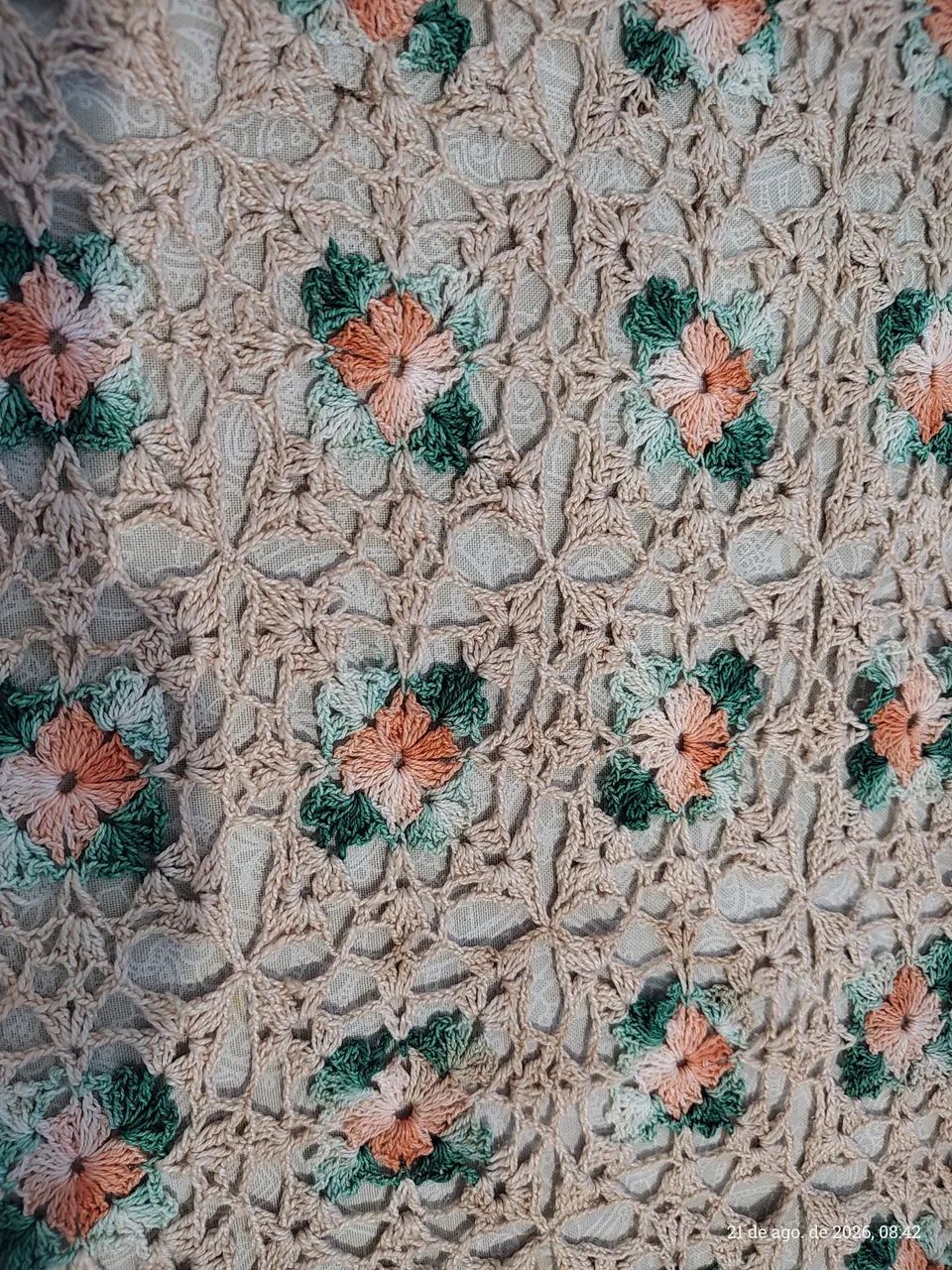 Toalha retangular de linha em crochê  - Foto 4