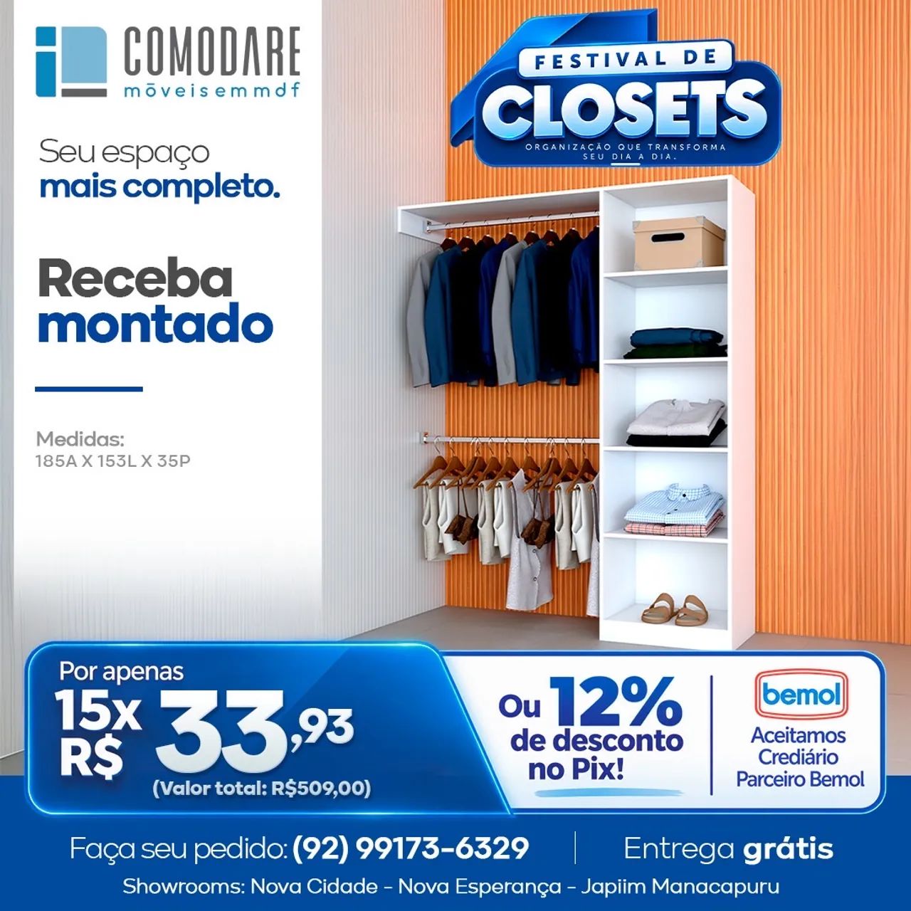 Closet Compacto 1,53m - R$ 509,00