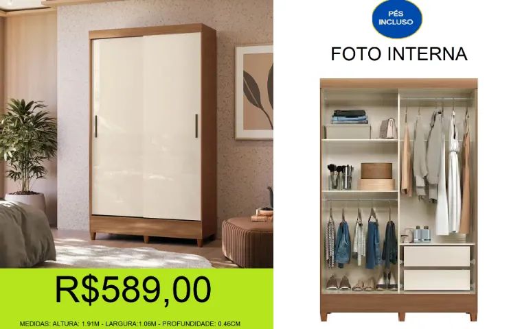 roupeiro - fit - porta de correr - compre e retire hoje mesmo  - Foto 2