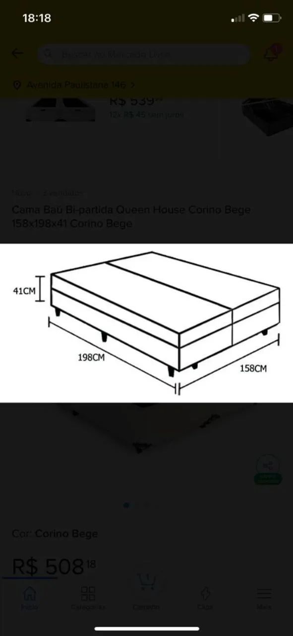 Cama box baú Queen Bipartido preta  - Foto 4