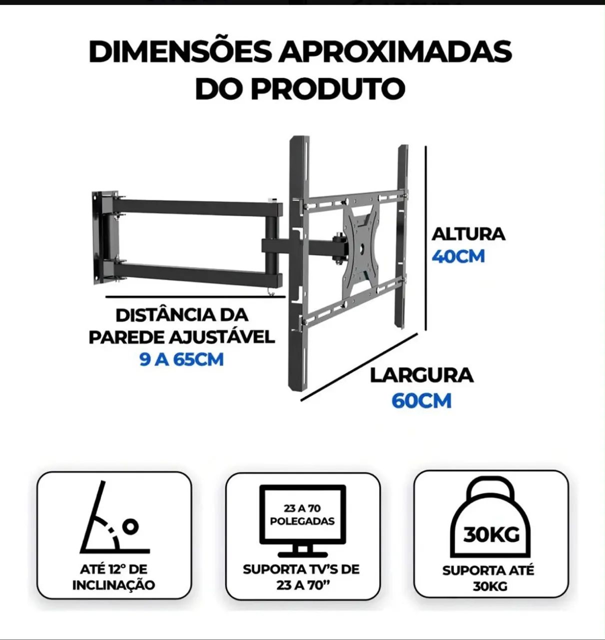 Suporte de TV articulado 23 a 70 polegadas - Foto 3