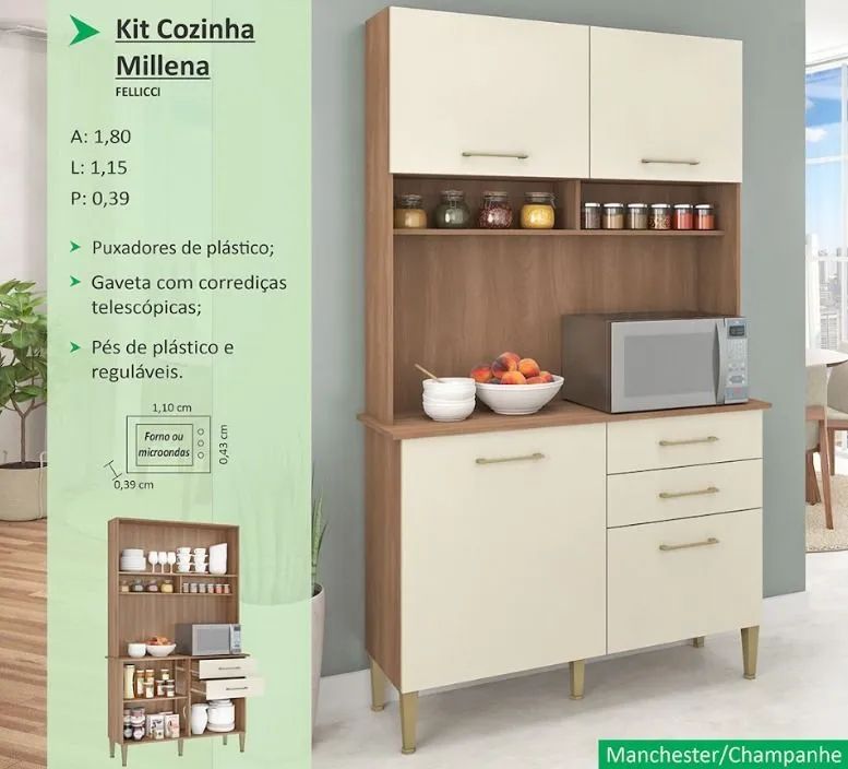 Cozinha Milena Manchester champanhe 