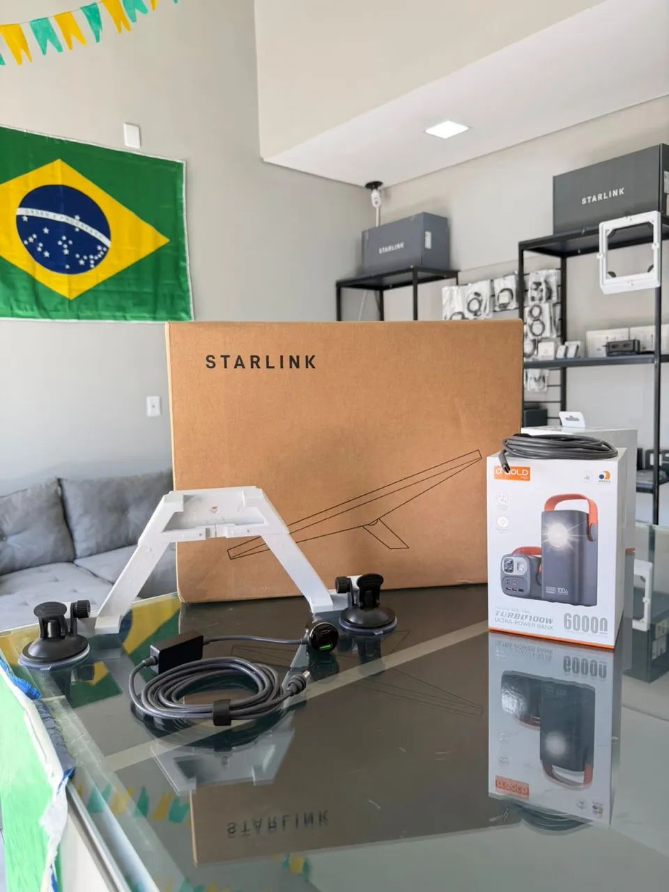 Starlink mini, cabo inversor e suporte painel - Foto 2