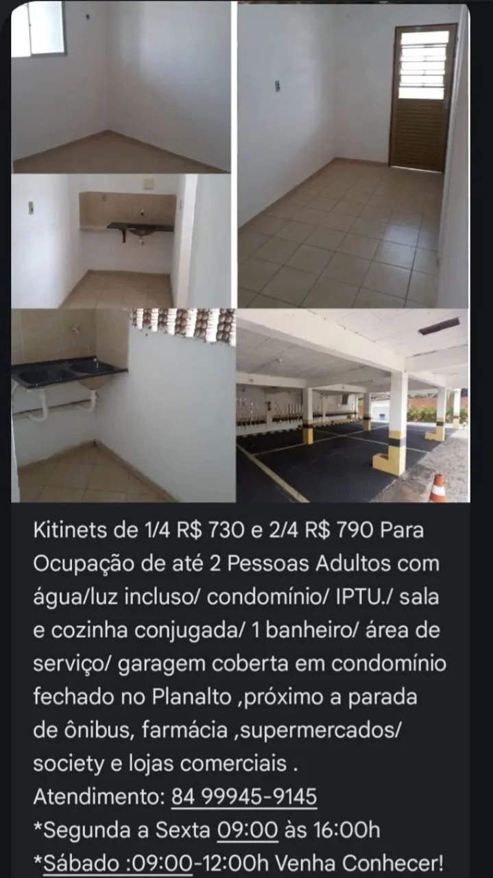 Kitnet 1/4 730,00 e 2/4 790,00 c/ Água e luz incluso 
