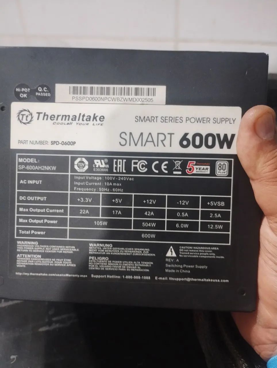 Fonte ATX Thermaltake Smart Series 600W 80plus