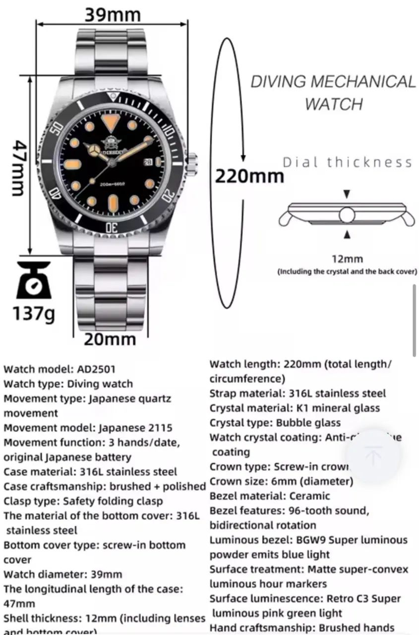 Relógio Addiesdive AD2501 - Foto 5