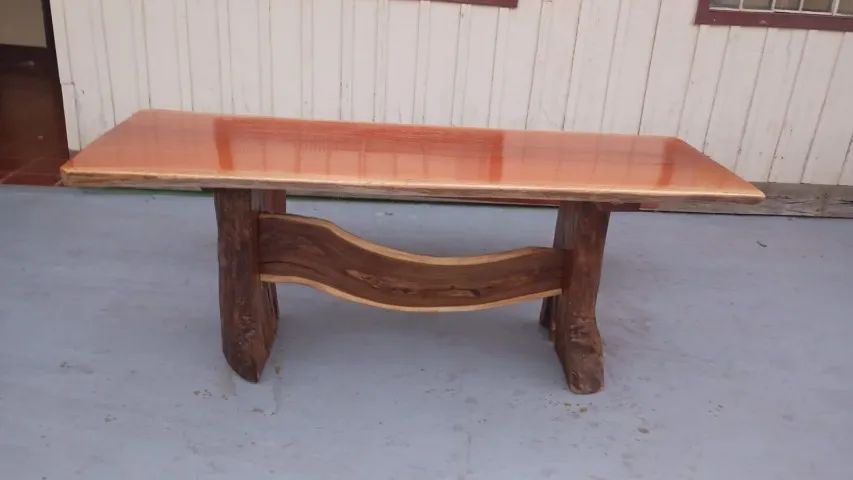 Mesa de Madeira Rústica com Bancos - Foto 2