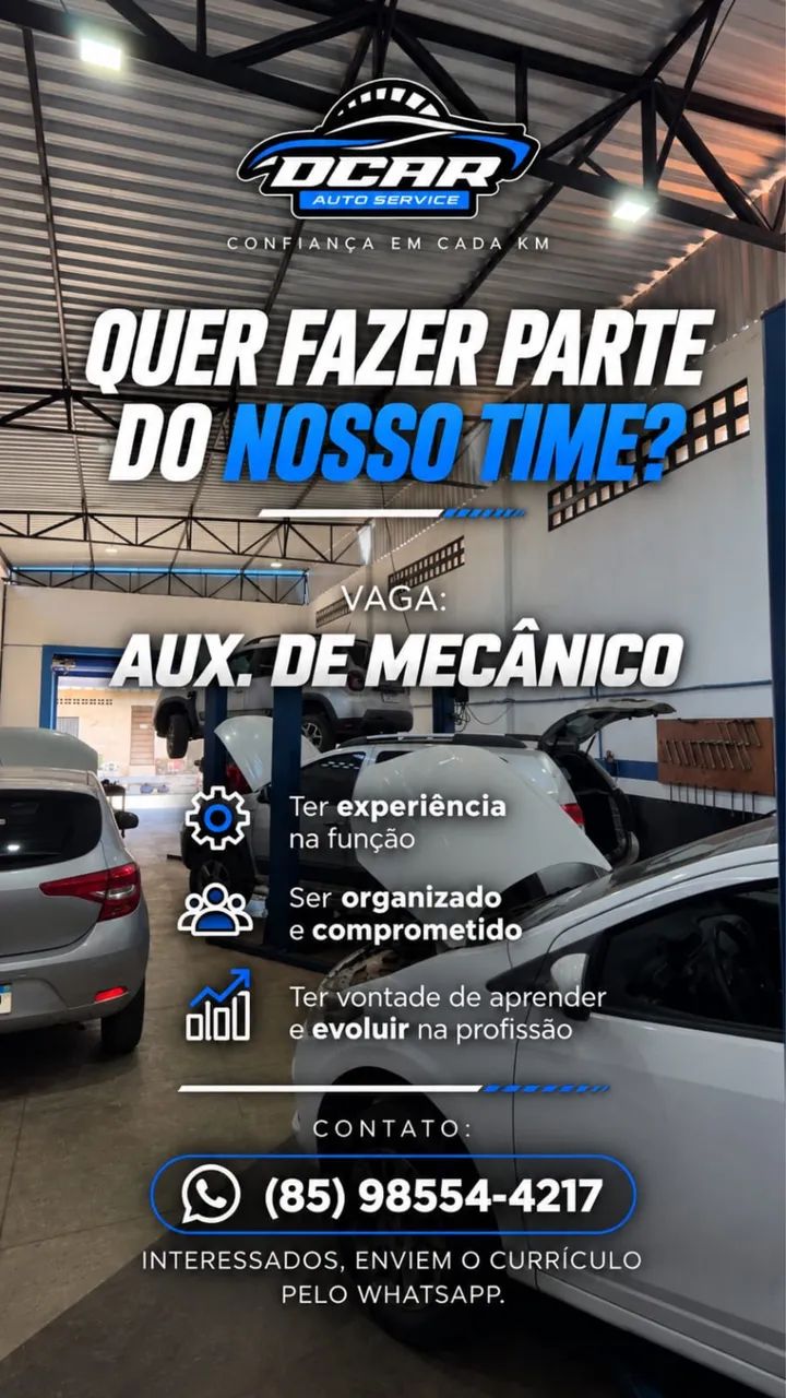 Vaga de auxiliar de mecanico 