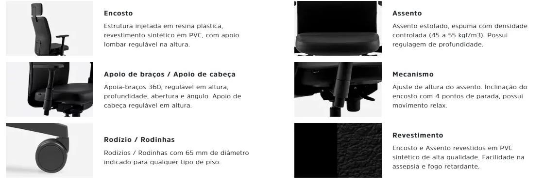Cadeira Giratória de Escritório Tecton All Black Flexform - Foto 5